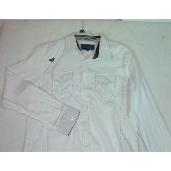 ROAR Signature Parallel ENOUGH EXCUSES Men's Western Shirt White Size Medium - Picture 1 of 11